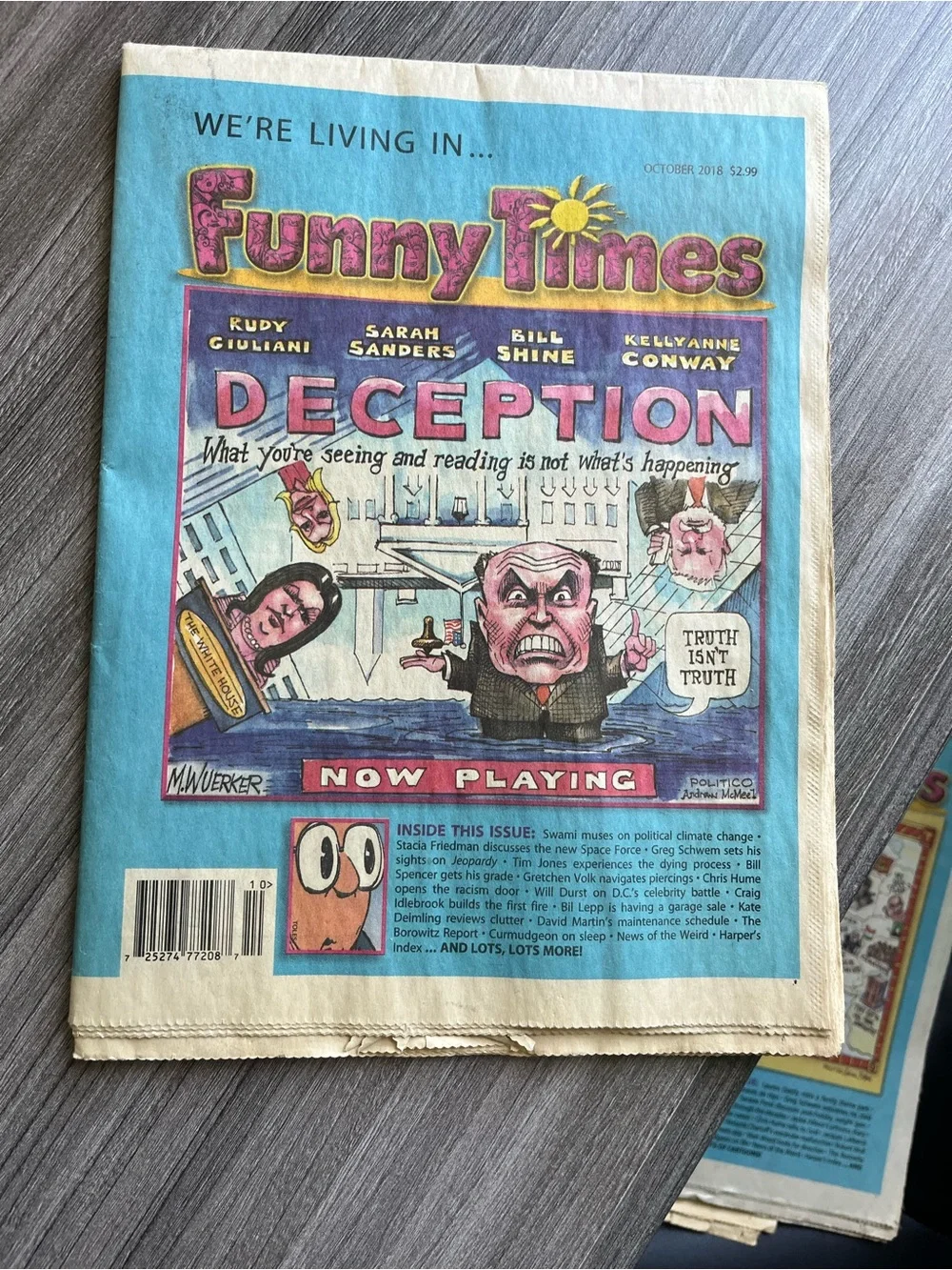 Lot of 3 - Funny Times Newspapers- Comics- Oct, Dec 2018 Jan 2019